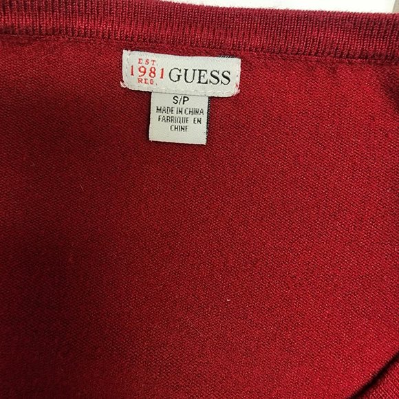 Guess Red Grey Silver Striped Sweater Small Party Dressy Wear - Picture 4 of 7